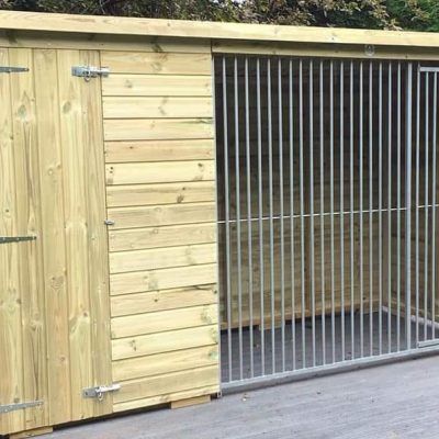 Dog kennel and side enclosed run galvanised bar panels